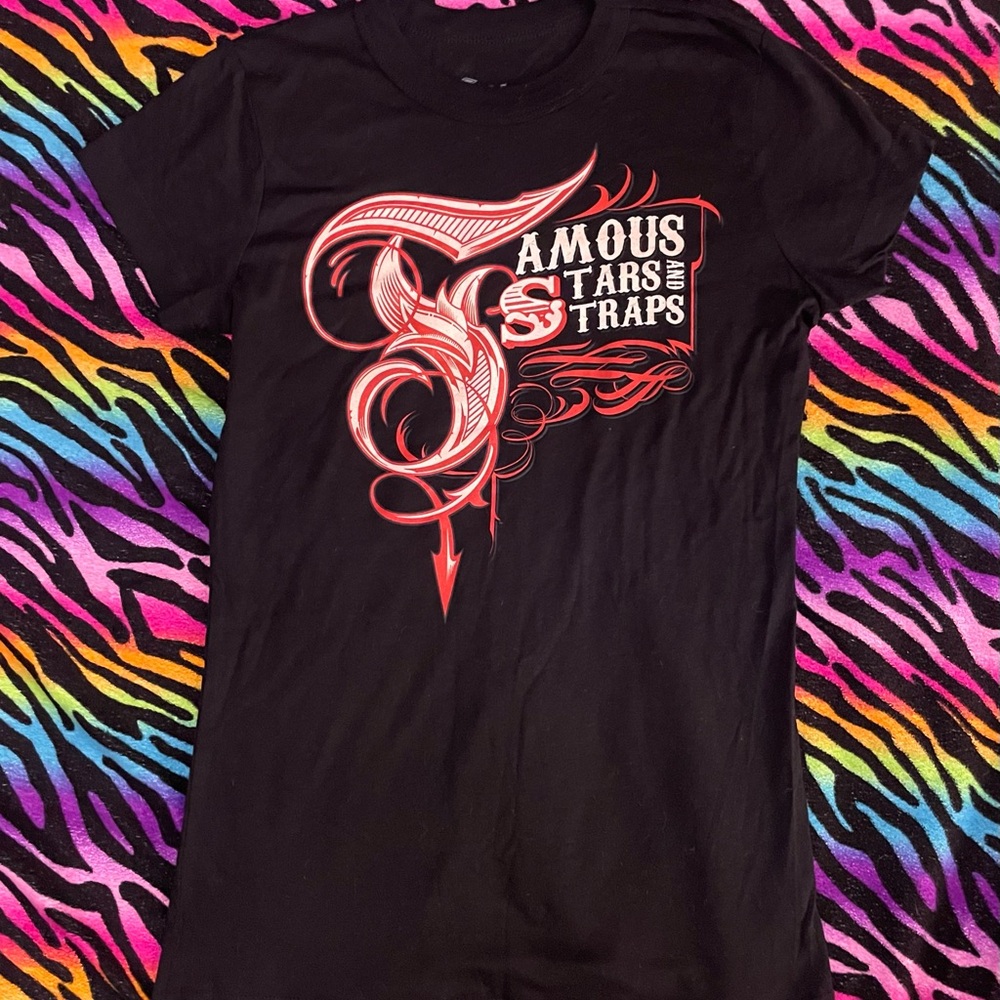 Famous Stars & Straps Black Tee with Red Graphic